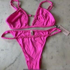 Agent Provocateur Sofi hot pink bikini top and bottom large